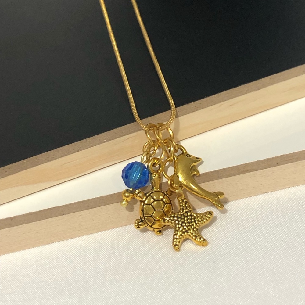 Ocean Charms Cluster Pendant Necklace